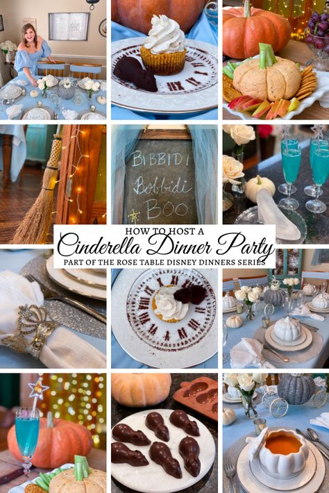 Everything you need to know (including recipes!) to host your very own Cinderella party. Cinderella Birthday Party For Adults, Royal Banquet Food, Cinderella Dinner Ideas, Cinderella Inspired Food, Cinderella Dinner Party, Cinderella Movie Night Food, Cinderella Dinner And A Movie, Cinderella Food Ideas, Cinderella Themed Food