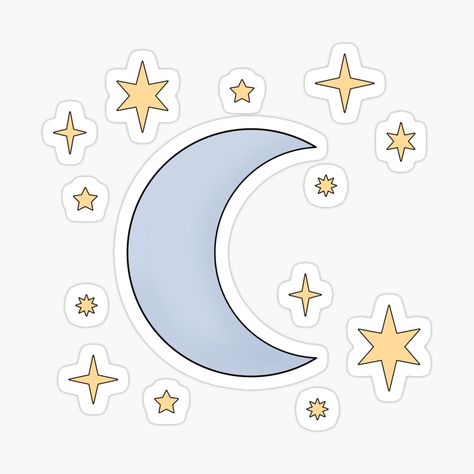 Moon And Stars Stickers, Moon Stickers Aesthetic, Location Sticker, Moon Stickers, Moon For Kids, Star Overlays, Sun And Stars, Kawaii Stickers, Bullet Journal Doodles