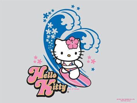 Hello Kitty Surfing, Summer Hello Kitty, Drawing Hello Kitty, Art Hello Kitty, Kitty Art, Kitty Drawing, Hello Kitty Drawing, Hello Kitty Art, Hello Kitty Items