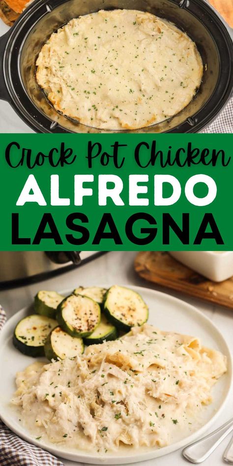 Crock Pot Chicken Alfredo Lasagna Recipe - easy alfredo lasagna Crockpot Alfredo, Alfredo Lasagna Recipe, Crock Pot Chicken Alfredo, Chicken Alfredo Lasagna Recipe, Easy Alfredo, Crockpot Chicken Alfredo, Favorite Casserole Recipes, Chicken Alfredo Lasagna, Alfredo Lasagna