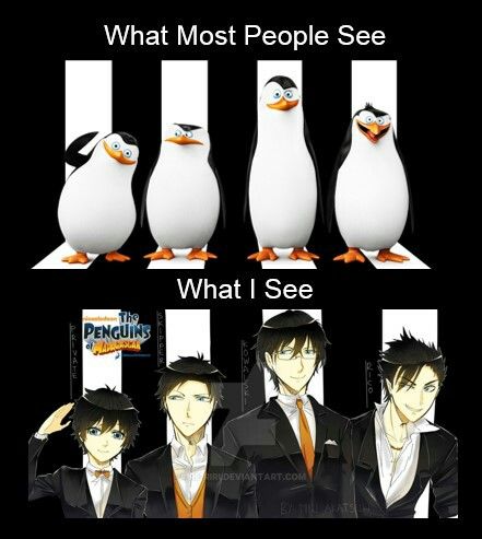 Anime penguins Human Rico Penguin, Madagascar Penguins Fanart, Madagascar Penguins As Humans, Penguins Of Madagascar Human, Penguins Of Madagascar Skipper X Wolf, Humanized Disney, Cartoon Characters As Humans, The Haircut, Anime Vs Cartoon