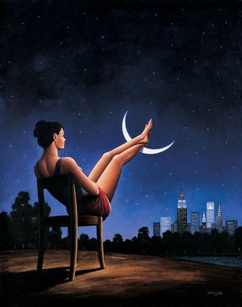 Rafal Olbinski, Max Ernst, Surrealism Painting, Art And Illustration, The Night Sky, Moon Art, Surreal Art, Night Sky, Art Works