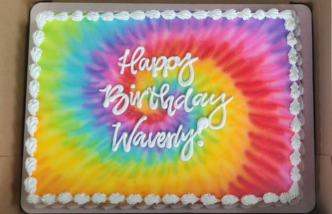 Tie Dye Birthday Cake Ideas, Tye Dye Cakes Birthdays, Tie Dye Cookie Cake, Tye Dye Sheet Cake, Tie Dye Party Ideas Decorations, Tie Dye Sheet Cake, Tye Dye Cake Frosting, Tye Dye Cake Ideas, Tye Dye Birthday Cake