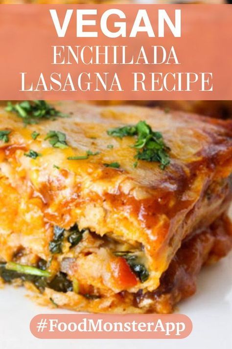 Enchilada Lasagna [Vegan, Gluten-Free] This dish layer upon layer of homemade enchilada sauce, cheese, corn tortillas, and tender sweet potatoes. It’s perfect for when you’re trying to feed a crowd. Lasagna Vegan, Enchilada Lasagna, Gluten Free Enchiladas, Vegan Jambalaya, Resep Pasta, Vegan Enchiladas, Vegan Entrees, Vegan Casserole, Cheese Corn