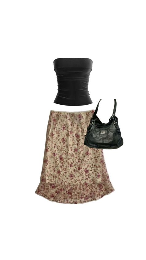 Flowy Outfit, Flower Midi Skirt, Midi Skirt Y2k, Midi Skirt Outfit, Skirt Y2k, Skirt Outfits, Style Me, Fall Outfits, Midi Skirt