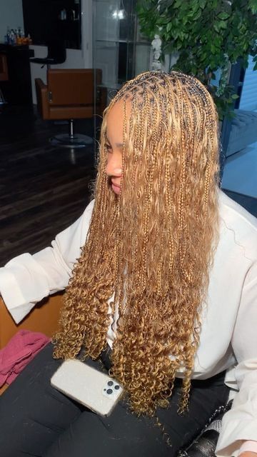 Blonde Small Knotless Box Braids, 27 Hair Color Box Braids, Color 30 Bohemian Knotless Braids, Boho Braids Honey Blonde, Color 27 Boho Knotless Braids, 1b 27 Knotless Braids, Honey Blond Boho Knotless Braids, Color 27 Box Braids, 27 Braiding Hair Color