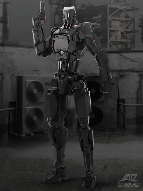 ArtStation - Droid / VIP GUARD, YeongJin Jeon Security Robot Concept Art, Security Robot, Star Wars Security Droid, Military Robot, Futuristic Robot, Humanoid Robot, Star Wars Droids, Futuristic Armour, Security Guard