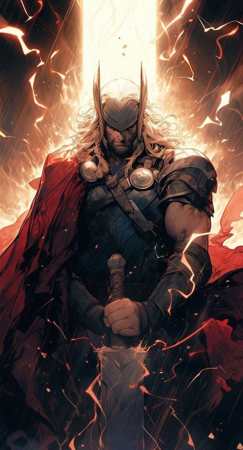 Thor Hammer Wallpaper, Thor Artwork, Thunder Hammer, Thor Comic Art, Thor God Of Thunder, Xman Marvel, Thor Wallpaper, Thor Art, Thunder Bolt