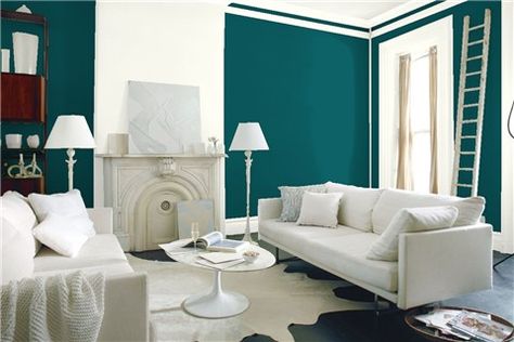 Look at the paint color combination I created with Benjamin Moore. Via @benjamin_moore. Wall: Beau Green 2054-20; Accent Wall: Simply White OC-117; Trim: Simply White OC-117. Wall Accent Paint, Paint Couch, Painted Couch, Accent Paint, Best Blue Paint Colors, Red Paint Colors, Color Combinations Paint, Blue Paint Colors, Green Paint Colors