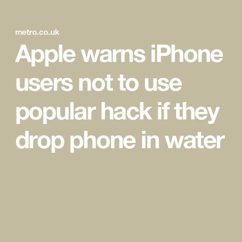 Apple warns iPhone users not to use popular hack if they drop phone in water Feel Good Stories, Cotton Swab, Apple Phone, New Tricks, Feel Good, Iphone, Water