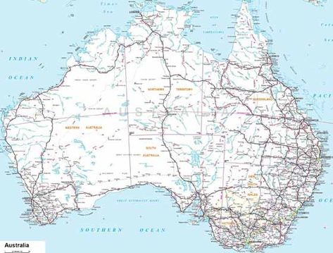 Detailed map of Australia Road Trip Printables, Map Australia, Travel Map Diy, Map Of Australia, Australian Maps, Road Trip Map, Amazing Maps, Australian Travel, Australia Map