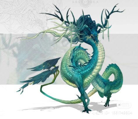 Blue Eastern Dragon, Nature Dragon, Dragon Inspiration, Dnd Creatures, Eastern Dragon, Green Gloves, Magical Creature, Dragon Jewelry, Fantasy Creatures Art