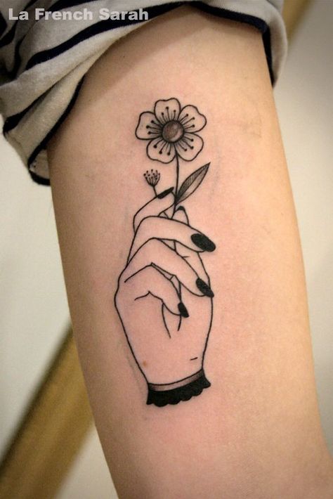 Tattoo Of Hand Holding Flowers, Hand Holding Something Tattoo, Tattoo Of Hands Holding Something, Hand Holding Flower Drawing, Hand Holding Rose Tattoo, Hand Holding Flower Tattoo, Holding Flower Tattoo, Hand Holding Tattoo, Mirror Etching