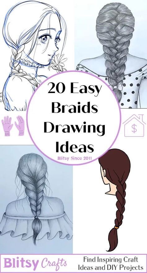 How To Draw Plaits, French Braid Drawing, Drawing Braids, Drawing Hair Braid, Braid Drawing, Anime Braids, Draw Braids, Braids Drawing, Human Heart Drawing