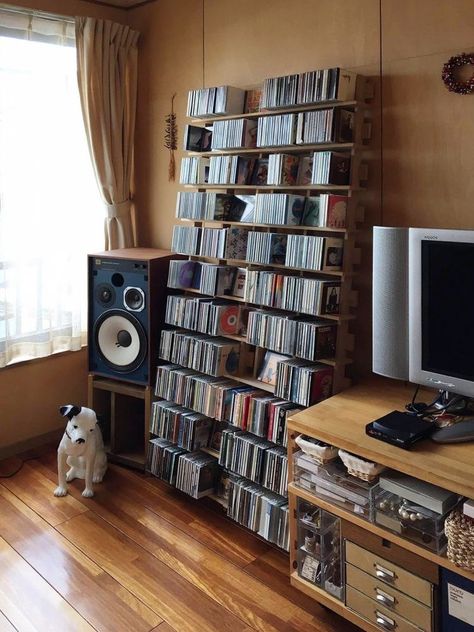 Audiophile Room, Cd Shelves, Home Music Rooms, Vinyl Room, Sound Room, Record Room, Music Storage, Cd Storage, Listening Room