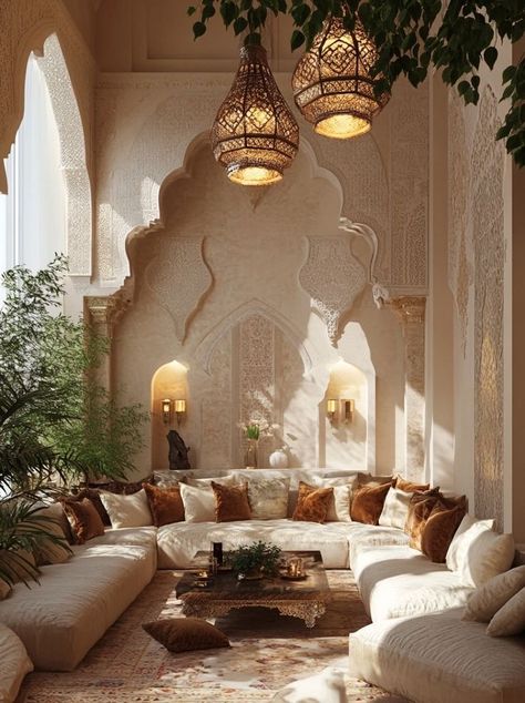 Arab Style Living Room, Arabic Interior Design Living Rooms, Iranian Living Room, Arab Interior Design, Middle Eastern Living Room, Arab Living Room, Arab Interior, Arab Decor, Arabic Style Living Room