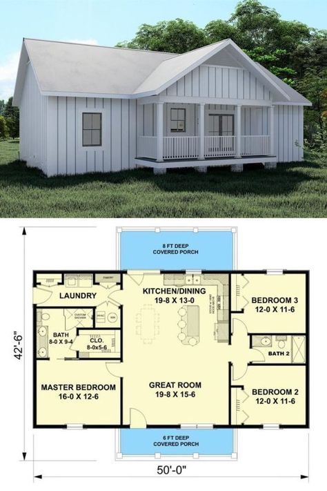 Small Cottage House Plans, Little House Plans, Small House Floor Plans, Building Plans House, Tiny House Floor Plans, Cottage Plan, Country House Plan, Ranch House Plans, Barn Style House