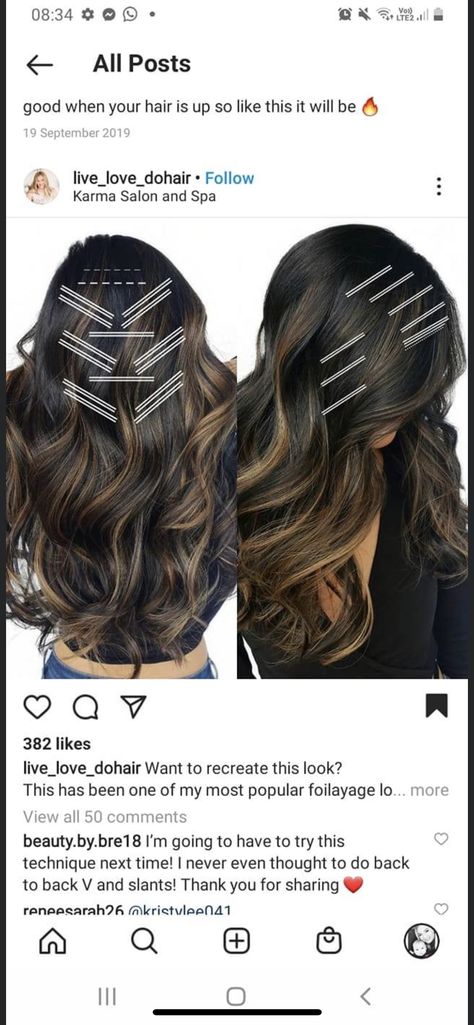 Partial Foil Vs Balayage, Foil Sectioning Patterns, Subtle Highlight Placement, Dimensional Brunette Placement, Balayage For Dark Brown Hair Placement, Balyage Sectioning Techniques, Balayage Hair Pattern, Partial Balayage Placement Techniques, Highlight Sectioning Pattern