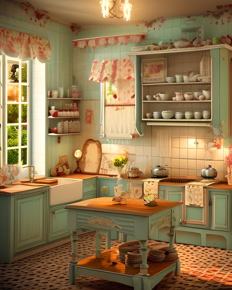 Old Kitchen Decor, Cottage Interiors Cozy, Granny Kitchen, Old Cottage Kitchen, Vintage Kitchen Aesthetic, Old Kitchen Vintage, Cosy Kitchens, Kitchen Ideas Vintage, Midcentury Farmhouse