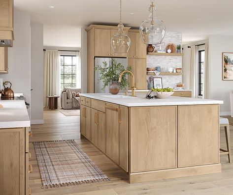 Light Brown Kitchen Cabinets - Schrock Cabinetry Countertops With Light Wood Cabinets, Light Maple Kitchen Cabinets, Light Brown Kitchen Cabinets, Light Brown Kitchen, Maple Kitchen Cabinets, Brown Kitchen Cabinets, Marble Countertops Kitchen, Light Wood Cabinets, Maple Kitchen