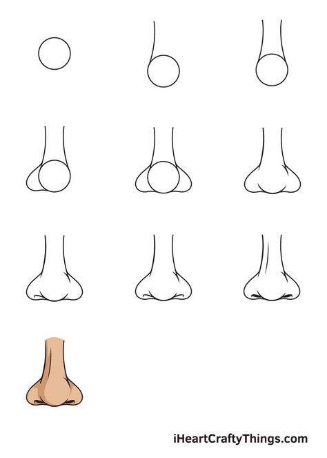 How to Draw a Nose – Step by Step Guide Easy Nose Drawings, Nose Step By Step, Sketch Nose, Draw Nose, Cartoon Noses, How To Draw A Nose, Draw A Nose, Tree Drawings Pencil, Nose Drawing