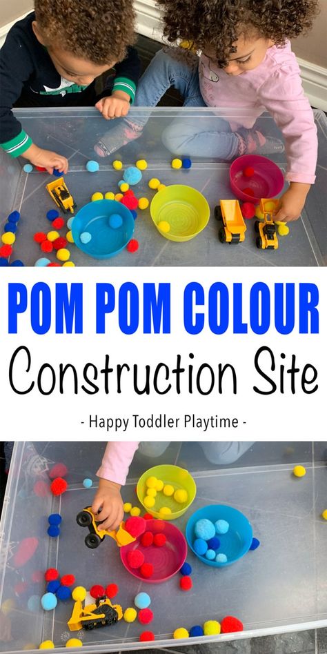 30+ Construction Site Activities for Kids - HAPPY TODDLER PLAYTIME Construction Activities Preschool, Toddler Car Activities, Construction Theme Preschool, Preschool Construction, Construction Unit, Color Sorting Activities, Transportation Activities, Car Activities, Theme Preschool