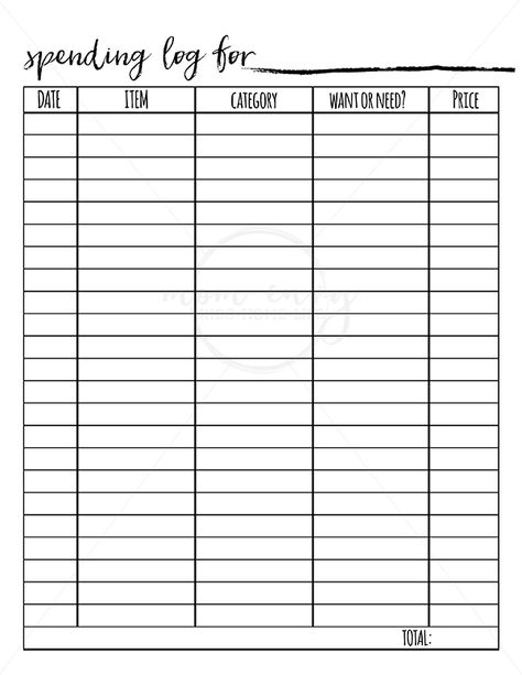 Spending Log Bullet Journal, Spending Tracker Printable, Spending Log, Expense Tracker Printable, Printable Budget Worksheet, Budget List, Printable Budget Planner, Budget Planner Free, Happy Planner Printables