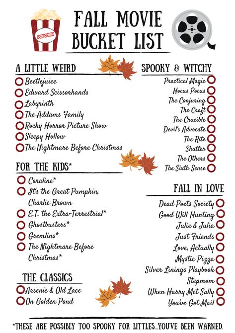 Fall Movie Bucket List!!   This is an awesome list of movies that will get you in the mood for fall. Cuddle up for some self-care this weekend. Movie Bucket List, Bucket List Movie, Halloween Movies To Watch, The Fall Movie, Fall Movie, Freetime Activities, Halloween Movie Night, Movie To Watch List, Fall Mood Board