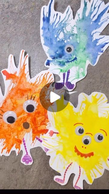 Home is where the art is on Instagram: "These paint blow monsters are so fun to create! You need to use watered down paint (it needs to be really runny!) then use a straw to blow your paint into shapes. When it’s dry you can draw on all the details and add eyes! 
#craft #crafts #crafting #craftideas #toddlercrafts #preschoolcrafts #preschoolactivities #toddleractivities #preschoolathome #craftsforkids #funcrafts #easycrafts" Blow Paint, Art Is, Monster Crafts, October Crafts, Bug Crafts, Toddler Arts And Crafts, Kindergarten Crafts, Monster Mash, Googly Eyes