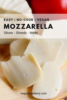 Vegan Pizza Cheese, Vegan Mozzarella Cheese, Recipes With Mozzarella Cheese, Vegan Cheese Recipes, Vegan Mozzarella, Vegan Blueberry, Dairy Free Cheese, No Cooking, Vegan Pizza