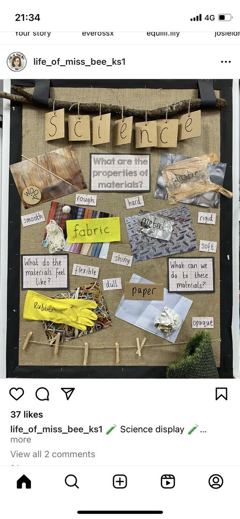 Materials Display Ks1, Everyday Materials Year 1, Reading Display Ks1, Materials Year 1, Hessian Displays Classroom, Year 1 Displays, Year 1 Classroom Displays, Class Display Board Ideas, Year 1 Classroom Ideas