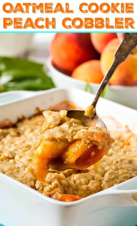 Freezer Peaches, Oatmeal Cobbler, Cookie Cobbler, Peach Bread Puddings, Oatmeal Crust, Peach Oatmeal, Peach Bread, Spicy Southern Kitchen, Peach Cookies