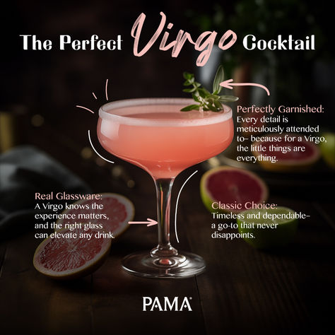 Want to impress your Virgo besties this season? This cocktail is all about precision, balance, and understated elegance- the perfect embodiment of a Virgo. Enjoy accordingly ✨

Ingredients
2 oz of PAMA
2 oz Gin 
3/4 oz Fresh Lemon Juice
1/2 oz Honey Syrup 
1/4 oz Dry Vermouth
2 Dashes of Angostura Bitters 
Ice 
Lemon Twist garnish

#VirgoSZN #VirgoCocktail #PAMA #21+ Lemon Twist Garnish, Lemon Twist, Dry Vermouth, Honey Syrup, Angostura Bitters, Earth Signs, Vermouth, Understated Elegance, Fresh Lemon Juice