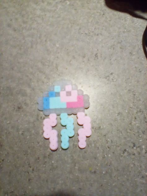 Perler Bead Ocean Animals, Bibble Barbie Perler Beads, Jelly Fish Perler Beads, Jellyfish Perler Beads, Perler Bead Jellyfish, Beach Perler Bead Patterns, Jellyfish Perler Bead Patterns, Jellyfish Perler, Car Perler Beads