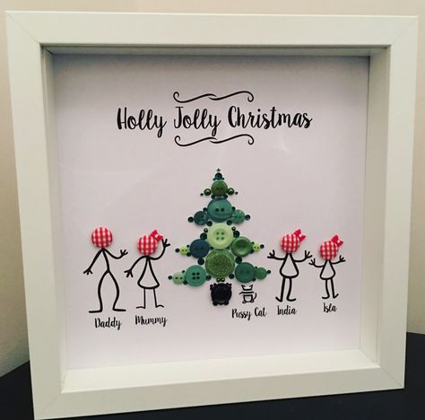 Christmas Button Picture 'Holly Jolly Christmas' 23 x 23cm white box frame. http://instagram.com/buttonpeople www.facebook.com/buttonpeople Christmas Box Frames, Diy Christmas Shadow Box, Button Christmas Cards, Christmas Frames Diy, Christmas Pebble Art, Diy Picture Frame, Box Frame Art, Xmas Toys, Christmas Shadow Boxes