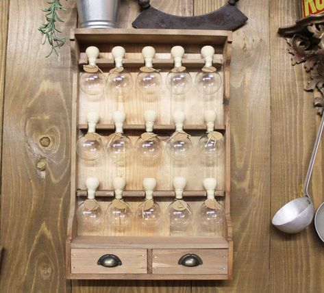 Buy Wooden Spice Rack Vintage Kitchen Shelve With 15 Glass Online in India - Etsy Spices Storage Ideas, Spice Rack Vintage, Spices Storage, Housing Decor, Different Types Of Houses, Wood Spice Rack, Wooden Spice Rack, Elegant Kitchen Design, Spice Racks