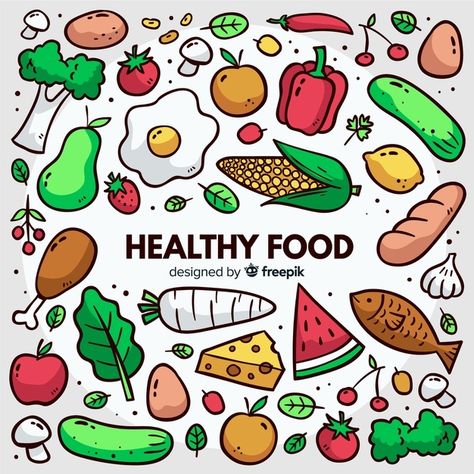 Hand drawn healthy food background Free ... | Free Vector #Freepik #freevector #background #food #hand #kitchen Healthy Food Background, Food Drawing Easy, Healthy Food Activities For Preschool, Fiesta Party Food, Sugar Free Diet Plan, Healthy Food Activities, Healthy Food Art, Book Art Projects, Background Food