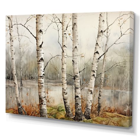 White Birch Paintings, Silver Birch Tree Painting, Painted Birch Trees, Birch Tree Paintings, Birch Trees Painting, Birches Painting, Birch Wall, Birch Tree Art, Abstract Tree Painting