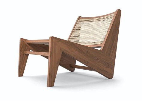 Cassina Kangaroo Armchair | est living Product Library Kangaroo Chair, Wood Lounge Chair, Low Chair, Iconic Chairs, Wooden Armchair, Bench Designs, Pierre Jeanneret, Contemporary Furniture Design, Chaise Lounges