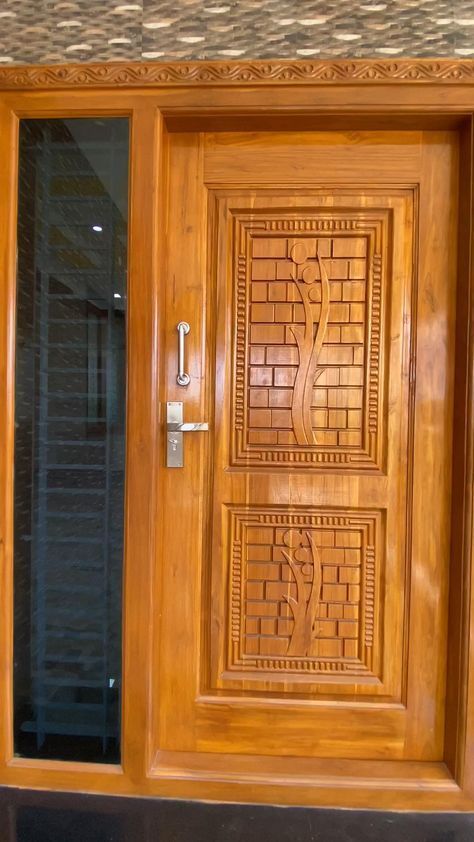 Wood Main Door Design, Wooden Door Ideas, Teak Wood Main Door Design, New Home Design Ideas, Teak Wood Main Door, Wood Main Door, Main Door Design Entrance, Door Design Entrance, Single Main Door Designs