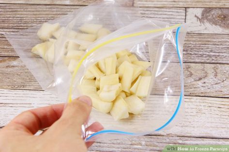 How to Freeze Parsnips: 10 Steps (with Pictures) - wikiHow Steamed Parsnips, Creamed Parsnips, How To Freeze Parsley, Freezing Parsnips, Cooking Parsnips, Freezer Bags, At The Store, Raw Vegetables, Vegetable Peeler