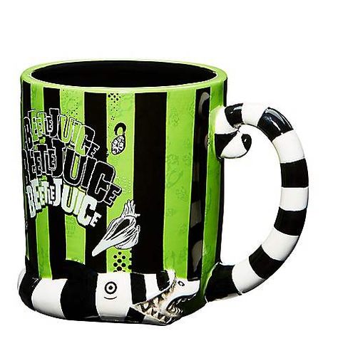 Did somebody say "Beetlejuice"? Start your day with a drink from this officially licensed Beetlejuice molded coffee mug and you'll be ready for anything the day throws at you! Beetlejuice Costume, Origin Of Halloween, Beetlejuice Sandworm, Beetlejuice Beetlejuice, Spencers Gifts, Goth Decor, Black Horse, Halloween Haunt, Beetlejuice