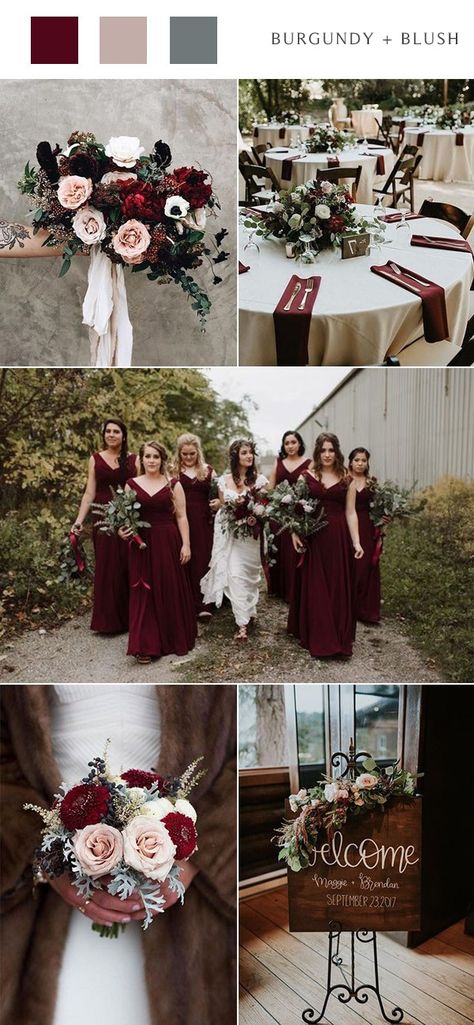 burgundy and blush wedding color ideas #wedding #weddingcolors #winterwedding Boot Decor, Winter Wedding Color Ideas, Winter Wedding Color Palette, Burgundy Wedding Colors, Blush Wedding Colors, Burgundy And Blush Wedding, Wedding Color Palettes, Wedding Color Ideas, Tafel Decor