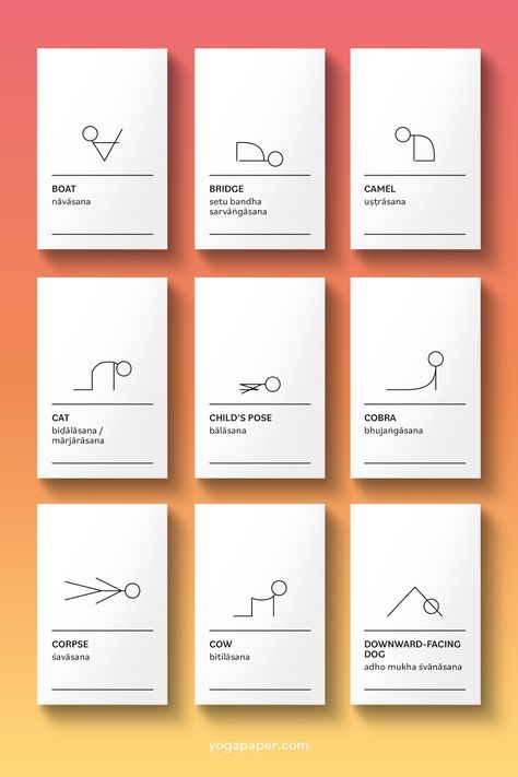 A Comprehensive List of Yoga Pose Names in English and Sanskrit - Yoga Paper Stick Figure Yoga Poses, How To Draw Yoga Poses, How To Draw Yoga Stick Figures, Yoga Pose Names, Flow Exercises, Yoga Poses Drawing, Yoga Stick Figures, Yoga Branding Design, Yoga Sanskrit