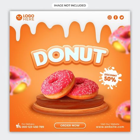 Donut Design Graphics, Donut Poster Ideas, Donut Social Media Post, Donut Poster Design, Poster Donat, Donut Cake Ideas, Donuts From Biscuits, Donut Party Ideas, Make Donuts At Home