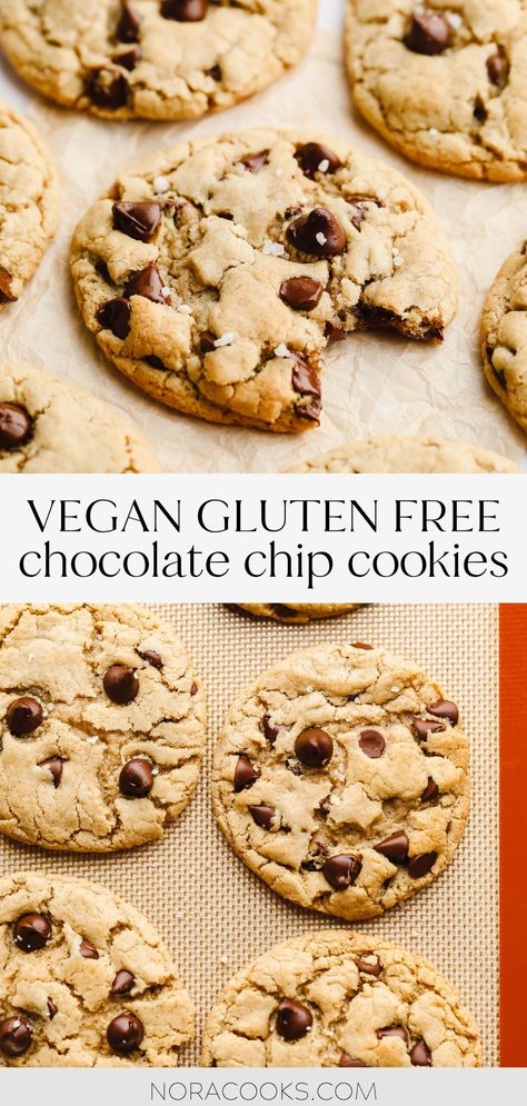 Dairy Free Chocolate Chip Cookies, Sugar Free Chocolate Chip Cookies, Nut Free Cookies, Nora Cooks, Gluten Free Chocolate Cookies, Vegan Gluten Free Cookies, Egg Free Cookies, Coconut Chocolate Chip Cookies, Vegan Cookie