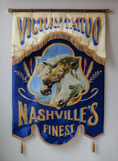 Flag Design Ideas, Victory Tattoo, Tattoo Banner, Ribbon In The Sky, Sign Painter, Cloth Banners, Vintage Banner, Diy Projects Gifts, Hanging Flag