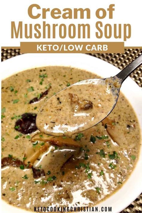 Keto Cream of Wild Mushroom Soup This homemade cream of mushroom soup is packed with lots of wild mushroom flavor!  It's easy to make and super creamy. #ketosoup #ketocreamofmushroomsoup #lowcarbcreamofmushroomsoup Keto Recipes Meal Prep, Homemade Cream Of Mushroom Soup, Homemade Cream Of Mushroom, Recipes Meal Prep, Wild Mushroom Soup, Medicine Tips, Low Carb Low Fat Recipes, Cream Of Mushroom Soup, Best Low Carb Recipes