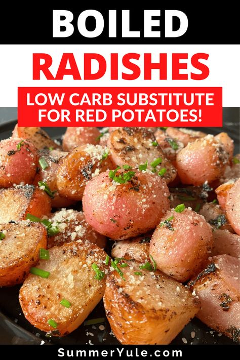 My boiled radishes recipe is a simple keto side dish that tastes like new potatoes. When you boil radishes, they get milder as they cook, and lose some of their sharpness and bitter flavor. Learn how long to boil radishes and how to know when radishes are cooked. I love to serve boiled radish with chicken, pork, or beef for an easy weekday dinner idea. Boiled Radishes Like Potatoes, Ways To Cook Radishes, Cooked Radishes Like Potatoes, Mashed Radishes Keto, Keto Radish Potatoes, Recipes For Radishes, Cooked Radish Recipes, Boiled Radishes, Keto Radish Recipes