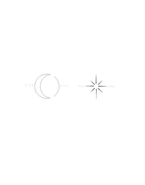 Tattoo studio Life Line Basic Moon Tattoo, Fine Line Moon Tattoo Designs, Minimalistic Fine Line Tattoo, Minimalistic Star Tattoo, Star Minimalist Tattoo, Star Line Tattoo, Star Tattoo Minimalist, Moon Minimalist Tattoo, One Line Tattoo Minimalist